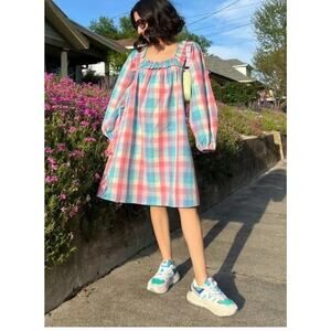 Ophelia & Indigo Anthropologie April Dress in Woven Check Size Medium 2424